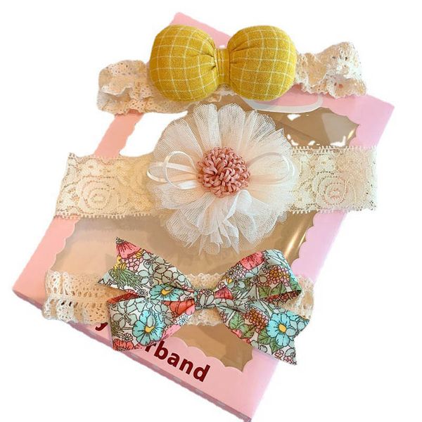 

girls hair accessories baby headbands kids hairband birthday lace pearl flower newborn headband princess accessory 3pcs/sets b7147, Slivery;white
