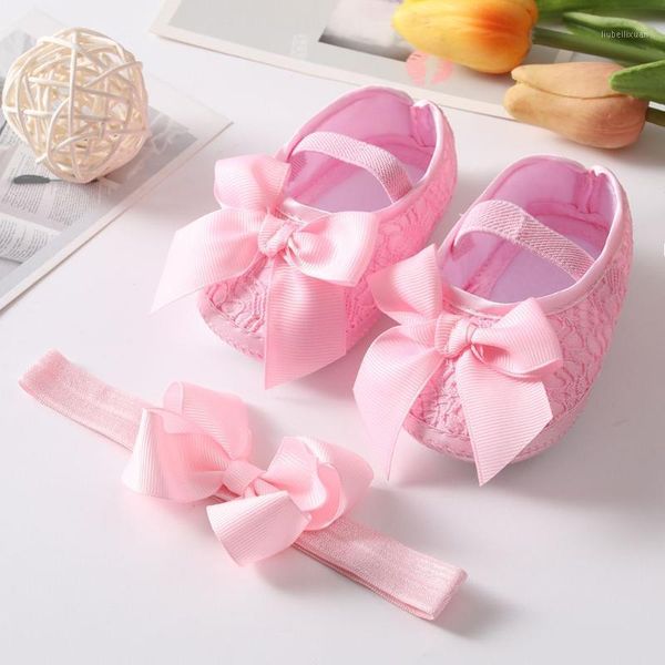 

first walkers 0-18m cotton soft solid toddler shoes born anti-slip sneakers bow baby girls with lace headwear party1
