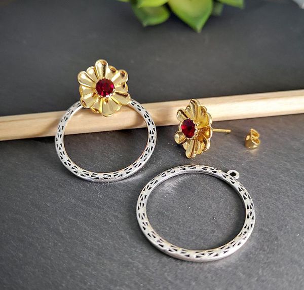 

dangle & chandelier 2021 elegant gold lotus flower earring hollow round vintage brincos stud earrings for women statement jewelry pendientes, Silver