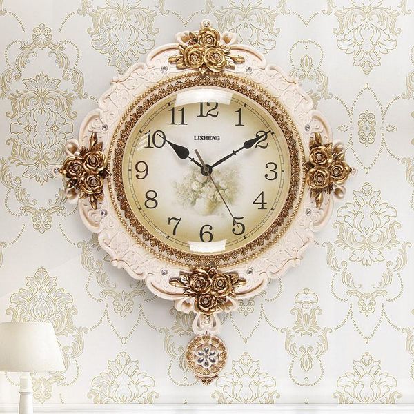 

wall clocks tuda european style bedroom swing creative pastoral clock living room modern minimalist decoration mute quartz