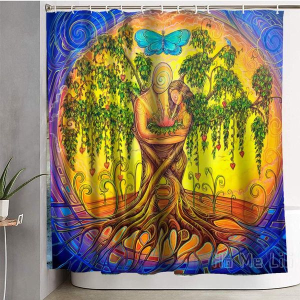

shower curtains tree couple curtain bathroom accessories
