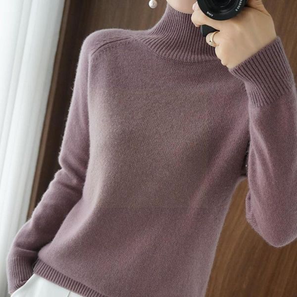 

women's sweaters turtleneck women autumn long sleeve knitted shirt bottoming loose female jumpers cashmere thick pullovers g3e4, White;black