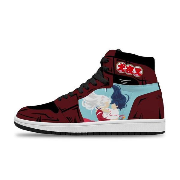

japanese anime cartoon inuyasha diy printed non-slip basketball shoes for men trend basketball shoestz5d