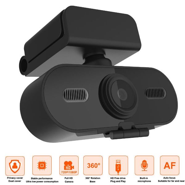 

webcams webcam aw651 1080p 60fps 2k hdr autofocus web camera with omni dual mics & cover slide for live streaming include tripod