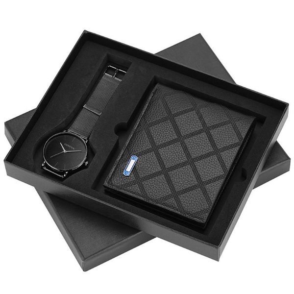 

wristwatches 2pcs/set boutique gift set wallet/quartz watch watches for men, Slivery;brown