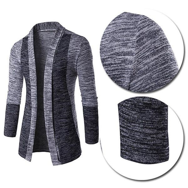 

men's casual shirts fashion splicing color knit cardigan jacket men boy comfortable soft sell coats, White;black