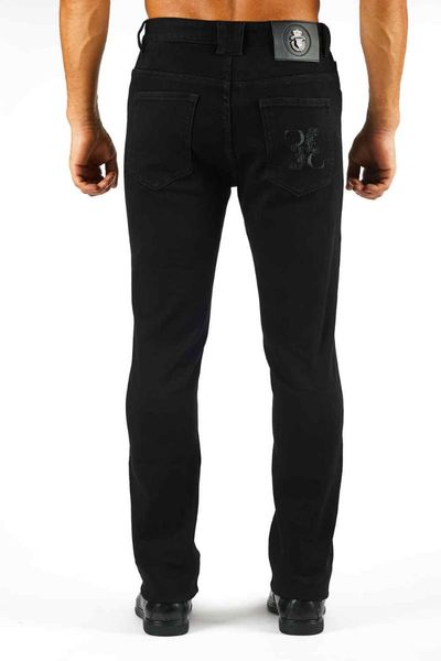 

men's pants jeans men 2022 autumn style fashion geometric designed solid color gentleman, Black