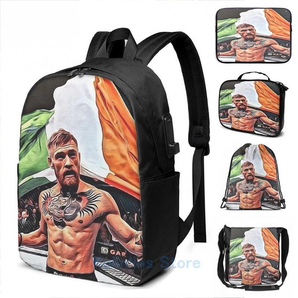 

backpack funny graphic print conor mcgregor usb charge men school bags women bag travel laptop