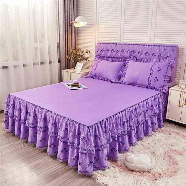 Princesa cama vestido sexy renda romântica têxteis suprimentos de cama lençóis de alta qualidade 200x220cm colcha com fronha f0372 210420