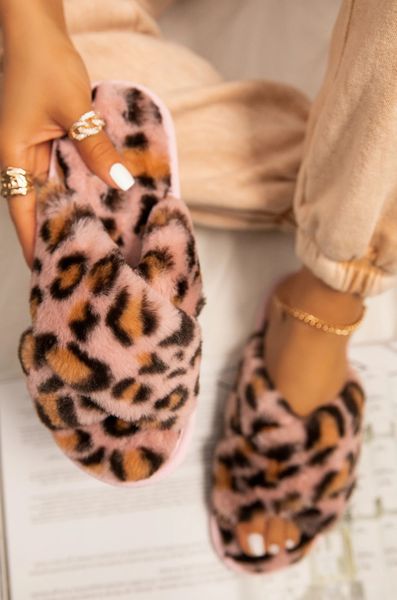 

house women fur slippers indoor leopard print furry slides fluffy soft plush flats non slippers home casual shoes ladies female, Black