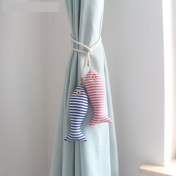 

pair curtain tieback modern two fish pink blue stripe cartoon rope buckle strap decoration accessories tie tape back m353 other home decor