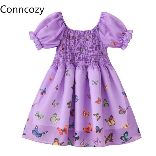 

girl's dresses 2021 girl dress butterfly princess foreign air bubble sleeve children baby summer birthday party, Red;yellow