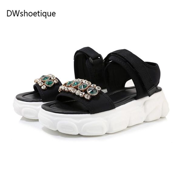 

summer crystal women sandals platform casual, Black