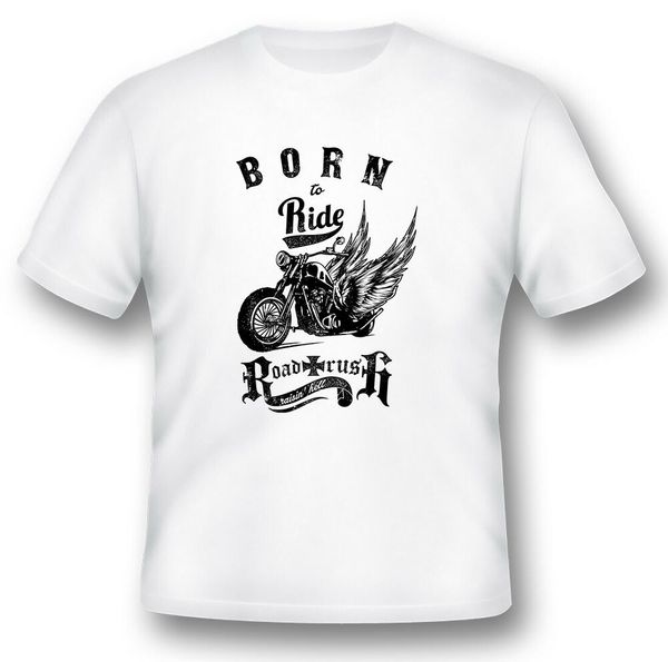 

born to ride road rush black or white tee, White;black
