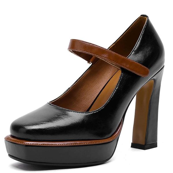 

dress shoes lapolaka platform elegant high heels mary janes pumps 2021 design genuine leather woman, Black