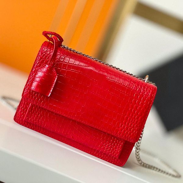 

evening bags retro luxury solid color leather ladies bag design style fashion classic crocodile pattern shoulder messenger