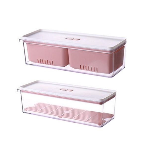 

storage bottles & jars stackable produce saver, organizer bins with removable drain tray for refrigerators, cabinets and pantry