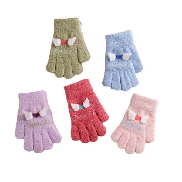 

children fingerless gloves fashion knitted girls accessories boys and princess winter warm cute five-fingered students cold-proof thickened, White