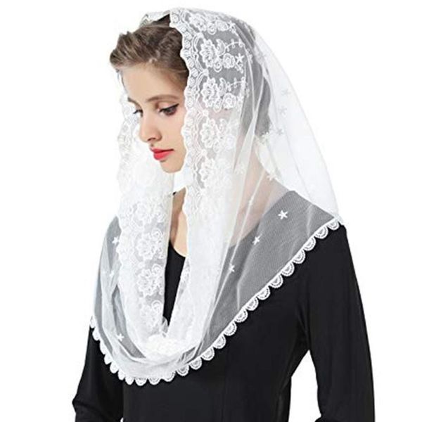 

bridal veils muslim infinity floral lace veil scarf wedding bride chapel head covering wrap style latin mass mantilla catholic hijab u4le, Black