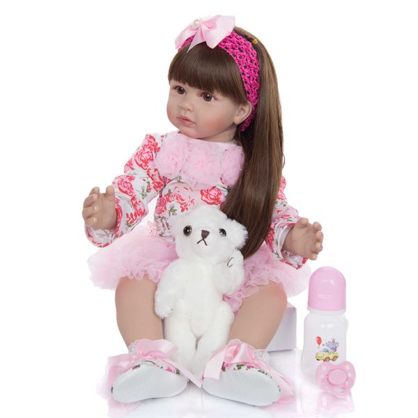 60 см ткань корпус Vinyl Reborn детская кукла игрушки для девушки изысканный принцесса кукла детская игрушка для ребенка на день рождения подарок домик игрушка домика Q0910