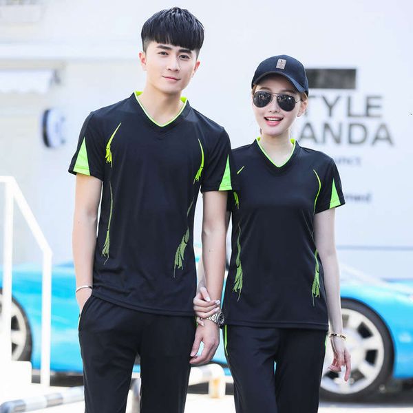 

quick dry tracksuits men's fitness suit summer loose couple short sleeve, Gray