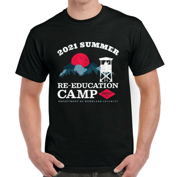 

2021 summer re-education camp department of homeland t-shirt, White;black