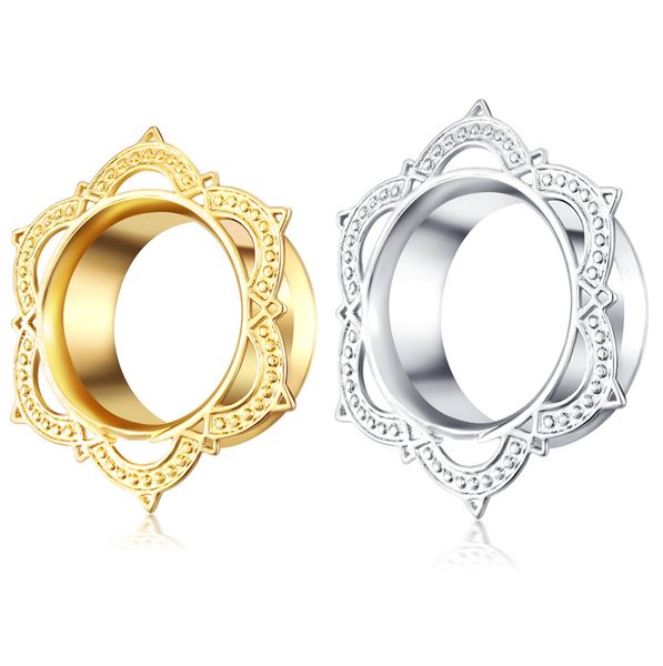 Neue Mode Ohrstöpsel Tunnel 6mm-16mm Gauges Rhombus Winkel Piercing Körperschmuck Edelstahl Tunnel Ohrringe für Männer Frauen