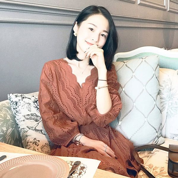 

factoryien8 factoryt0r6 with new fake skirt 2021 foreign spring style and thin white lace dress, White;black