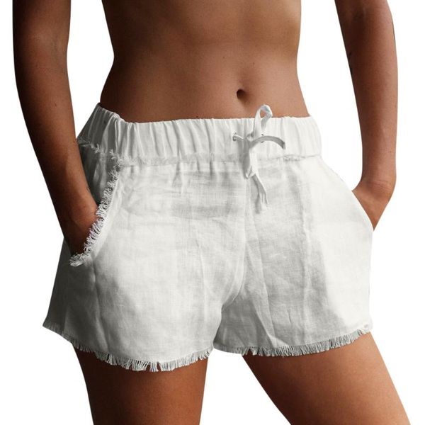 

women's shorts casual drawstrings tassel with pockets women short feminino summer clothes beachwear pantalones cortos mujer 1#, White;black