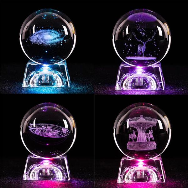 

novelty items 3d solar system planets crystal ball clear deer laser engraved glass sphere globe miniature office home decor 60mm