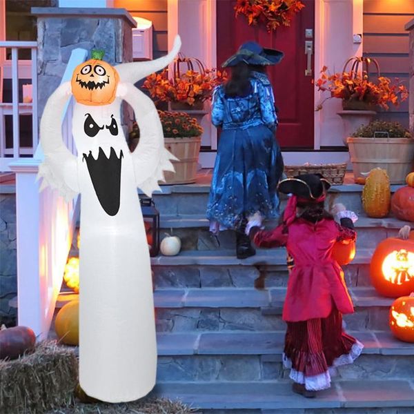

party decoration halloween inflatable white ghost spooky lighted doll with lifting pumpkin yard lawn decor prop supplies