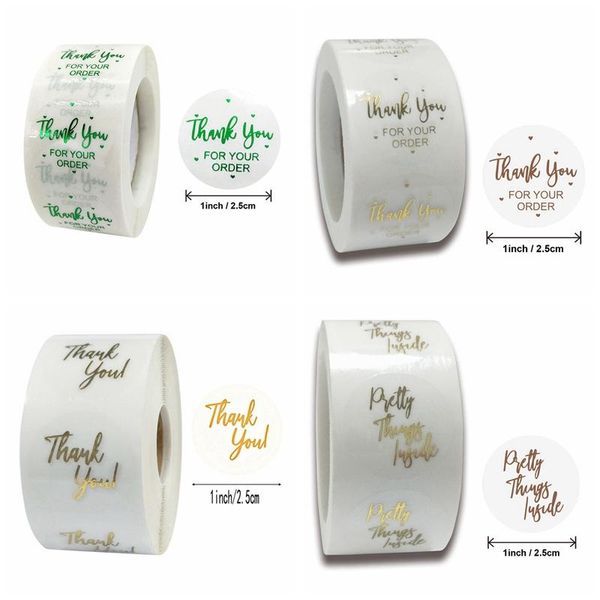 

500pcs thank you for your order stickers transparent gold foil pretty things inside handmade gift stationery wrap