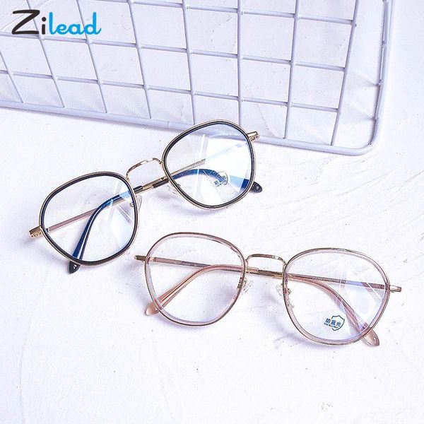 

fashion sunglasses frames zilead ultralight plain glasses metal ring anti-blue light spectacles comfortable clear flat lens goggles, Black