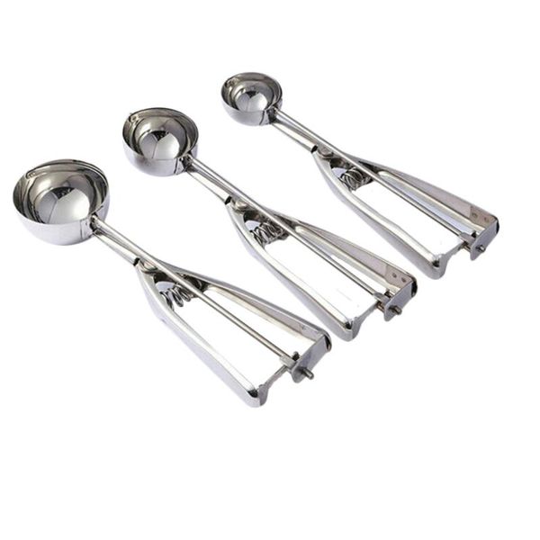 

spoons cookie scoops 3 pcs set ice cream scoop with trigger stainless steel cupcake for baking melon ball cupcakes