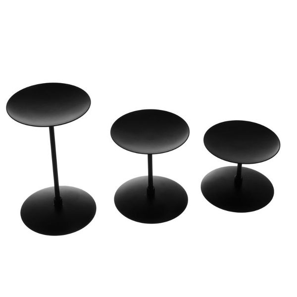 

candle holders 3pcs round tray plates wedding table candlesticks iron