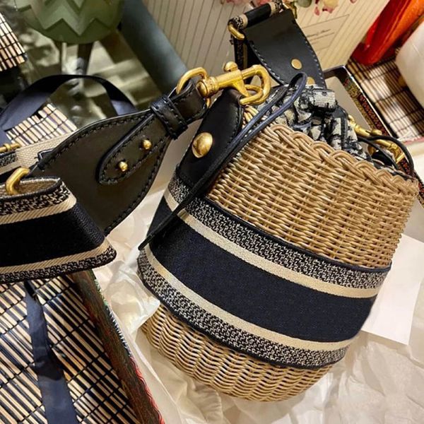 

2021summer beach straw bags casual rattan women handbags wicker woven female totes large capacity lady buckets bag travel purse