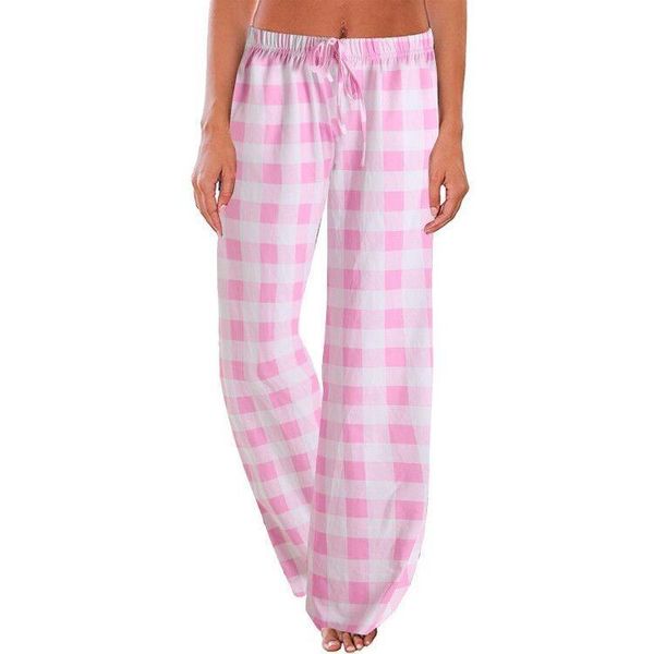 

women's pants & capris linen casual fashion all-match high waist loose plaid printed 2021 pencil wide legs, Black;white