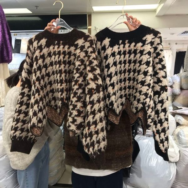 

casual plaid sweater, 2019, White;black