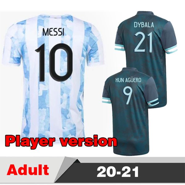 

player version 2021 copa amÃ©rica argentina home soccer jerseys #10 messi #21 dybala 20/21 national team football shirt, Black;yellow