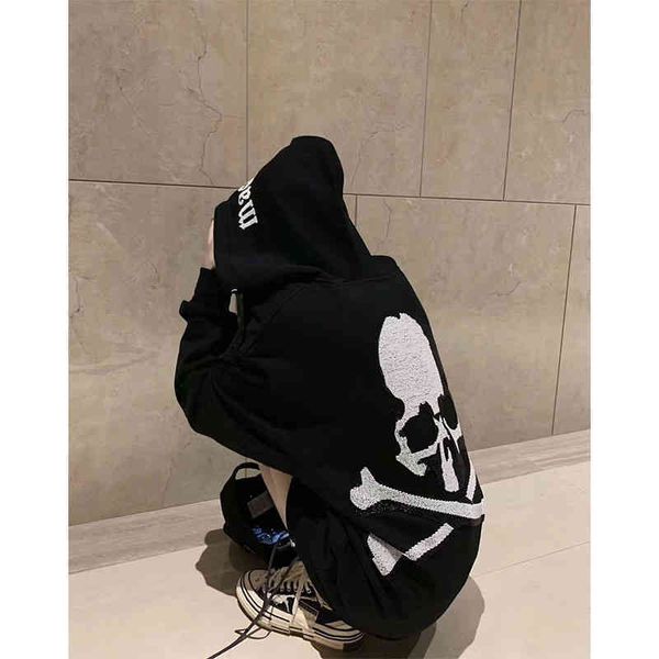 

fashiondemon mastermind japan day tide dark skeleton high street zipper cardigan mmj beaded embroidered hoodie yue annh, Black
