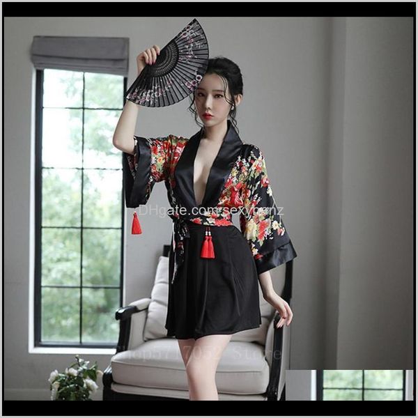 

ethnic clothing apparel drop delivery 2021 kimono dress japanese style woman haori sakura kawaii girls pajamas yukata bathrobe geisha un, Red