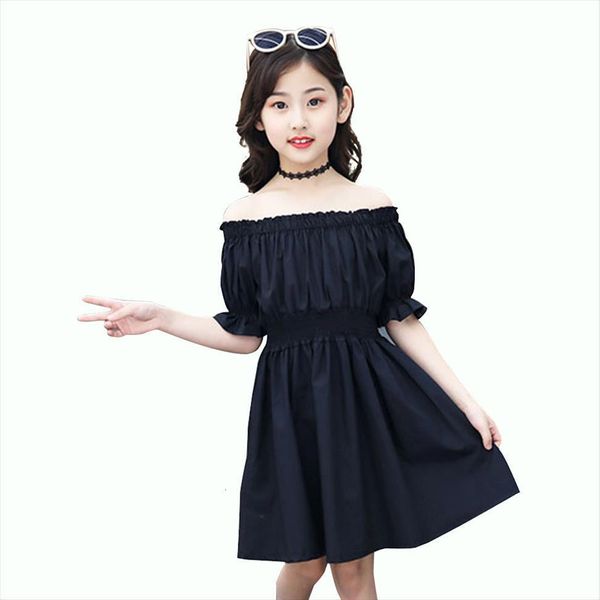 

girl summer solid color dress girls casual style kids teenage costumes for 6 8 10 12 14, Red;yellow
