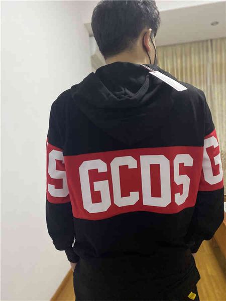 

gcds white letter printed contrast pullover black high street looped hoodie men's and women's sweater md