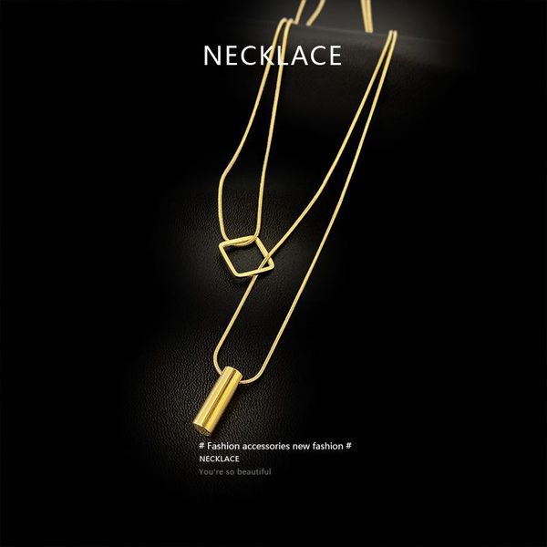 

titanium steel fashionable elegant multi-layer clavicle necklace simple personality trendy chain women's pendant necklaces, Silver