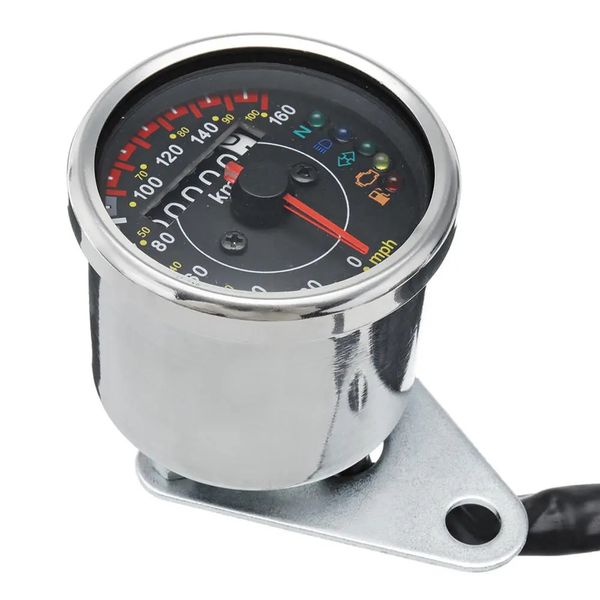 

12v universal motorcycle speedometer with led signal light cafe racer retro odometer