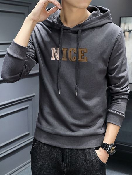 

men letter graphic drawstring hoodie a7kn#, Black