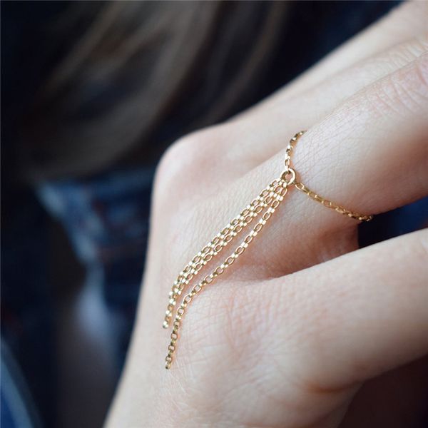 

minimalism tassel rings 14k gold filled knuckle jewelry anillos mujer bague femme boho for women, Silver
