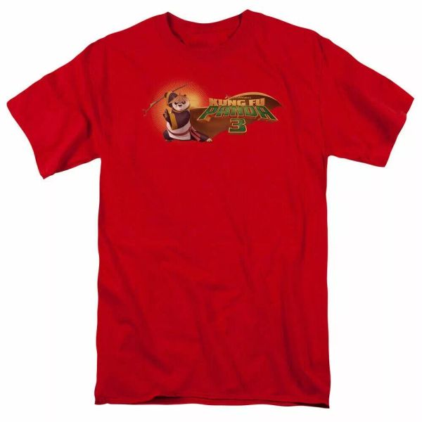 

kung fu panda po logo t shirt mens licensed movie tee red, White;black