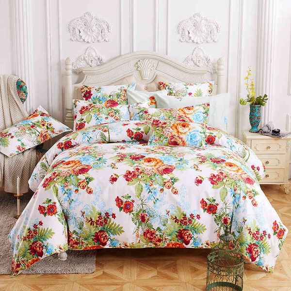 

product net red four piece set nordic flower series matte bedding label