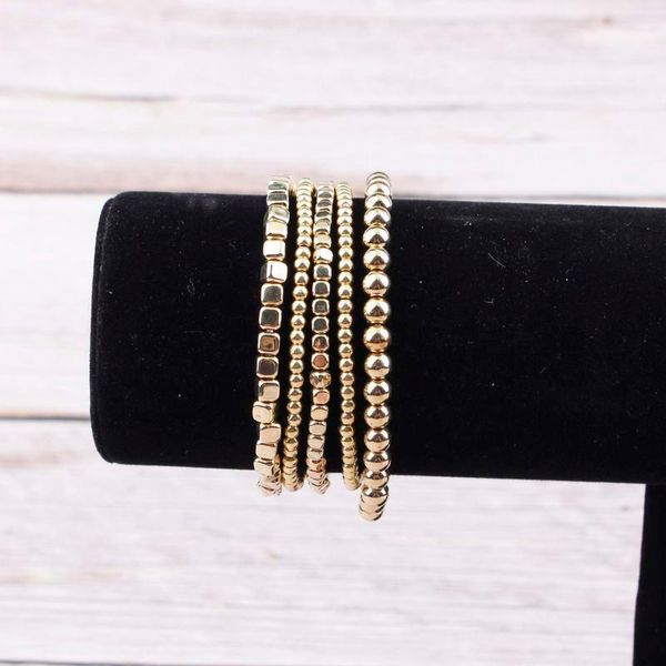 

tennis zwpon trendy 5 pcs/set ccb circle beads pearl bracelets bangles 2021 fashion summer adjustable elastic for woman, Golden;silver